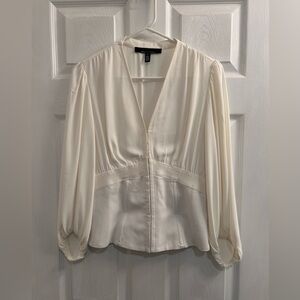 White House Black Market white elbow sleeve corset blouse- size 6